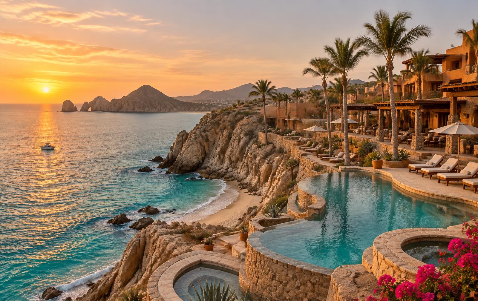 Baja California Sur coastline with resort beaches